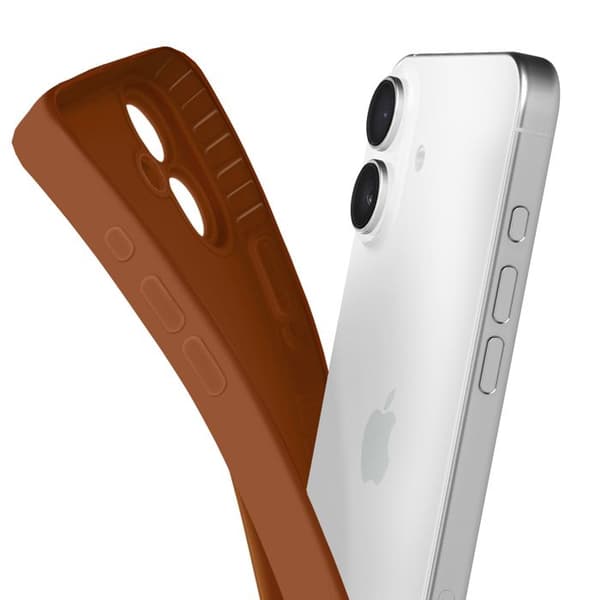 Siliconefodral för iPhone 16, Slät, Kamera Blockerad, Brun kastanj