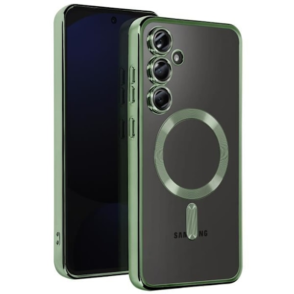 Coque MagSafe för Samsung Galaxy S24 FE Silikon Kontur Krom Grön Mörk Grön