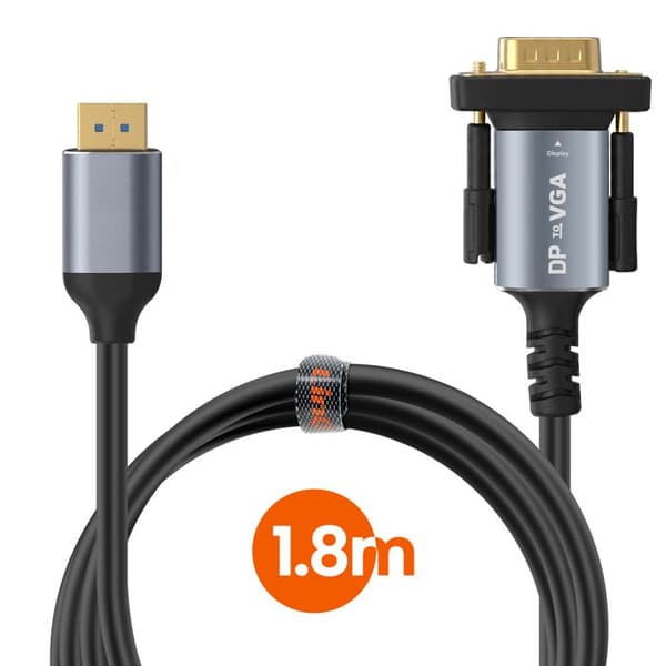 DisplayPort - VGA -videoadapterikaapeli 1.8m Full HD 1080p 60Hz LinQ Musta