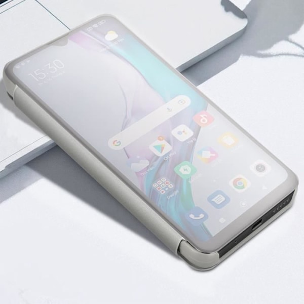Xiaomi Redmi 10C Clear View-fodral - AVIZAR - Silver - Hård - Flik - Unisex Pengar