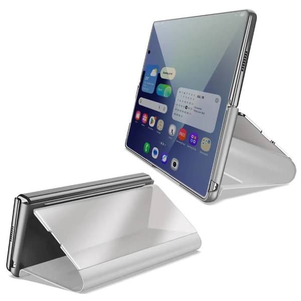 Beskyttelsesskal til Galaxy Z Fold 7 Clear View med Videostøtte i Sølv Grå
