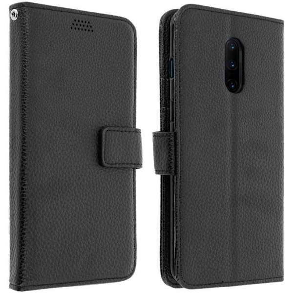 Plånboksfodral - AVIZAR - OnePlus 7 - Ekologiskt läder - Mjukt - Video Stöd Svart