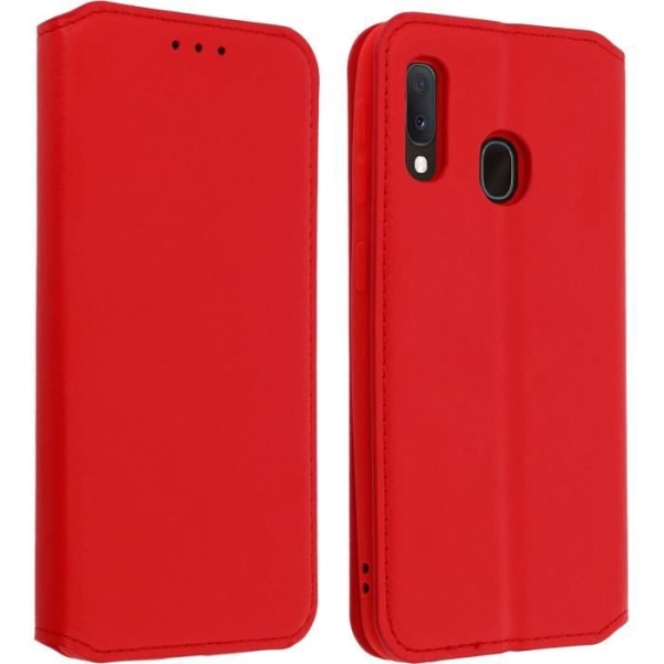 Hus til Samsung Galaxy A20e - AVIZAR - Folio Etui - Øko-læder - Rød - Videostøttefunktion Röd