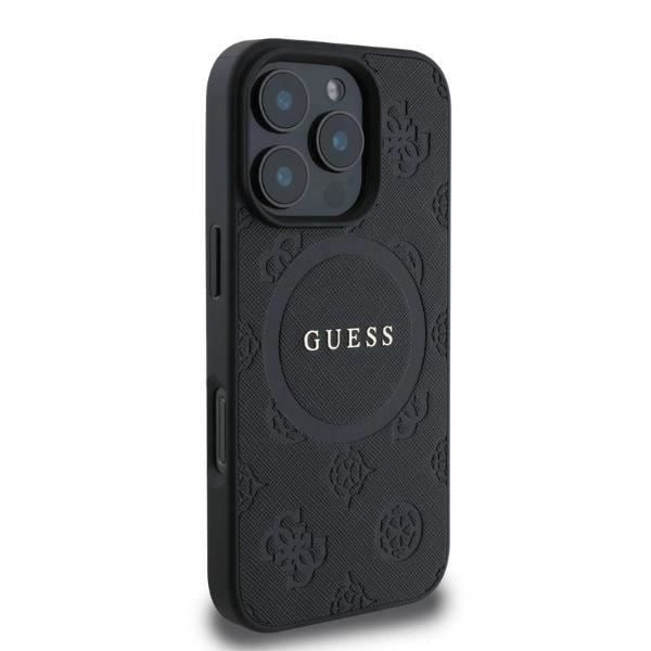 Guess Saffiano Peony Stamp Case med MagSafe til iphone 16 Pro Max 6,9" Sort - GUMP16XPSAPSMEK Svart