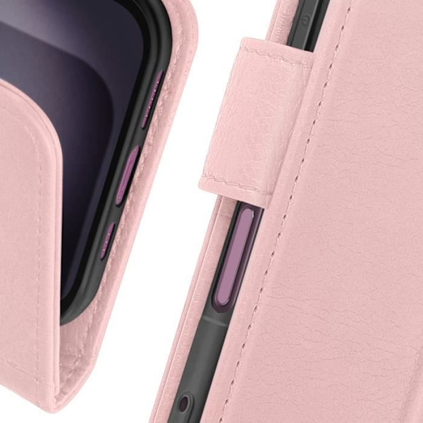 Étui til iPhone 16 Plus - AVIZAR - Portemonnaie Klap - Rosé Champagne - Videostøtte - Vegan Læder Rosa