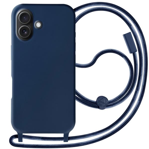 Kotelointi langalla - iPhone 16 - Puoli-jäykkä - Pehmeä kosketus - Sininen yö Blå