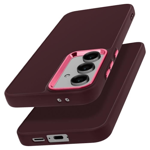 Fodral till Samsung Galaxy S24 FE Silikonkonturkamera Metallic Burgundy Röd