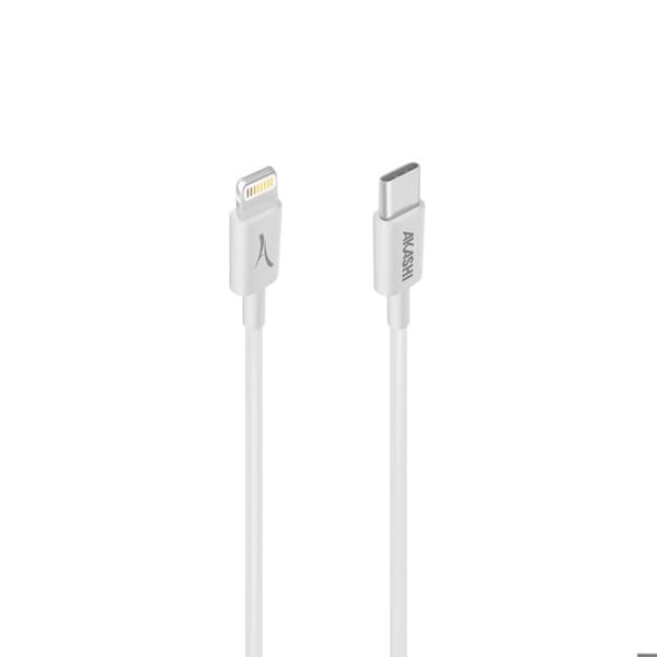 USB-C til Lightning kabel - AKASHI - 20W - 1m - Økodesign - Holdbar Vit