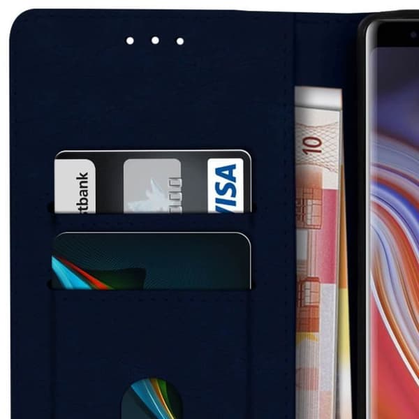Cover - AVIZAR - Samsung Galaxy Note 9 - Kortholder-etui - Blødt - Midnatsblå Blå