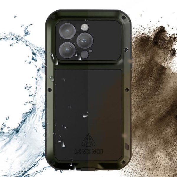 Love Mei Fodral till iPhone 14 Pro Max Full Body Stötsäker Anti-Drop Vattentät Khaki Grön