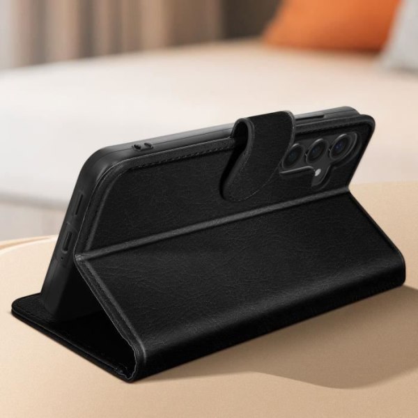 Fodral för Samsung Galaxy Black Wallet och Video Stand Black Chesterfield Series Svart