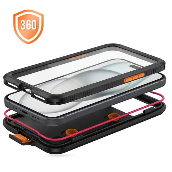 Cover til iPhone 6.1" 12 til 16 med fuld beskyttelse IP68 Shellbox Sort Svart