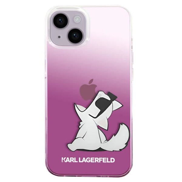 Cover til iPhone 14 Plus - KARL LAGERFELD - Choupette Eat - Pink - Hævede kanter Rosa
