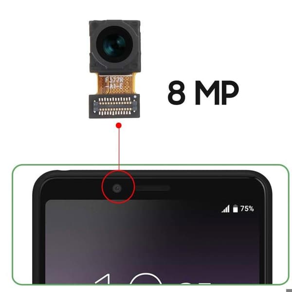 Frontkamera - Sony Xperia 10 II - 8MP - Sort - Erstatning af kamera Svart