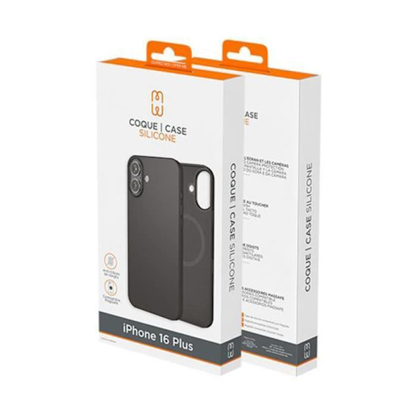 Cover til iPhone 16 Plus MagSafe Silikone Oleofobisk og anti-ridse MW Black Svart