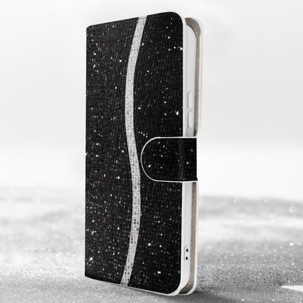 Cover til Samsung Galaxy A34 5G Glitter Disco Wallet Video Support Sort Svart