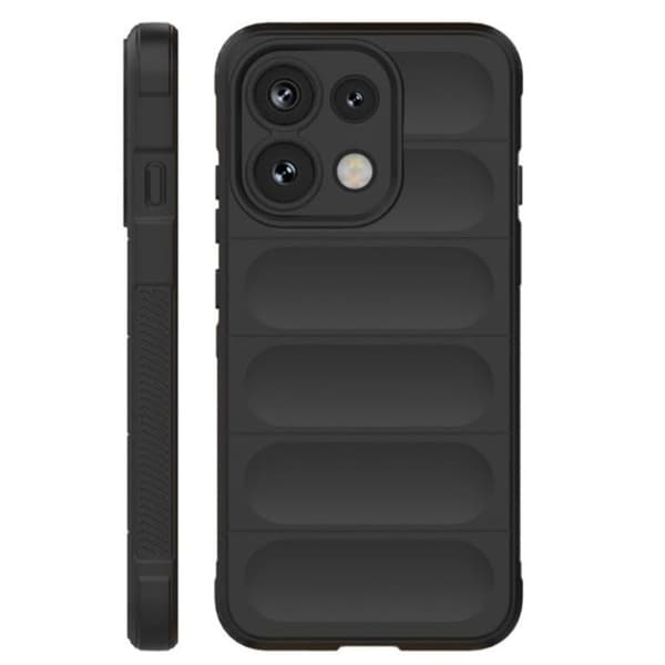 Cover til Oppo Reno 16F / 16 FS med 3D Relief og Antiskrid Greb Sort Svart