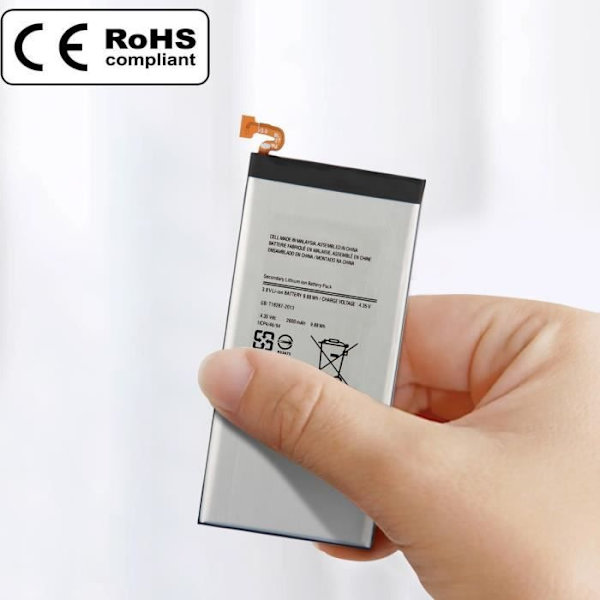 Internt batteri - AVIZAR - Samsung Galaxy A7 - Kapacitet 2600mAh - Lithium Ion - CE & RoHS kompatibel Grå