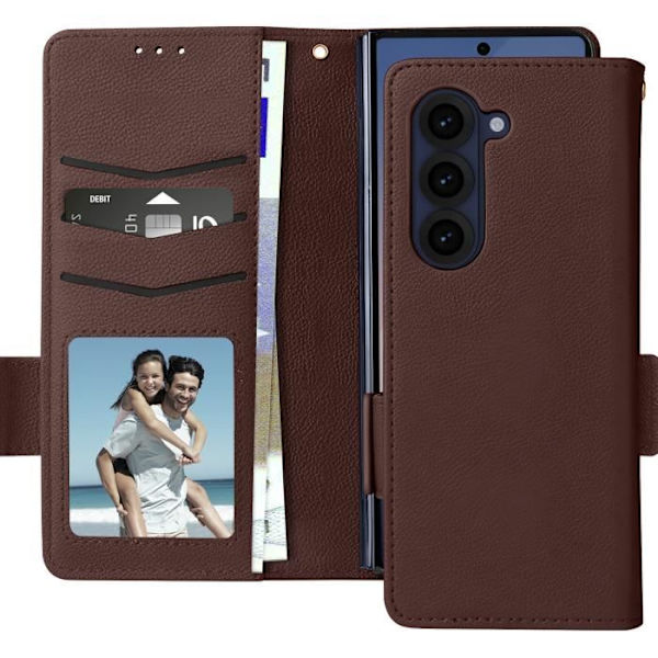 Taske til Galaxy Z Fold 6 - AVIZAR - Pung Magnetic Tab håndledsrem - Mørkebrun kastanj