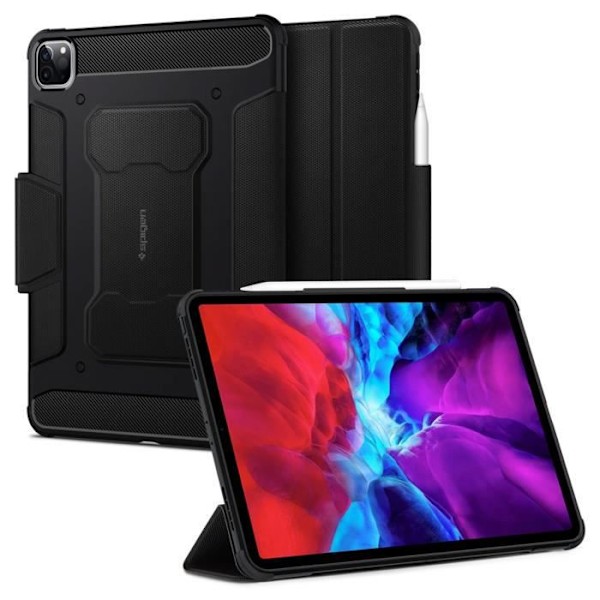 Étui iPad Pro 11 2020 - Spigen - Rugged Armor Pro - Sort - Hårdt Cover - Standfunktion Svart