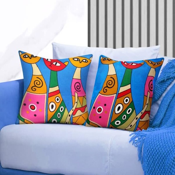 Set om 2 Kuddfodral 45x45 cm Broderade Art Divina Flerfärgad