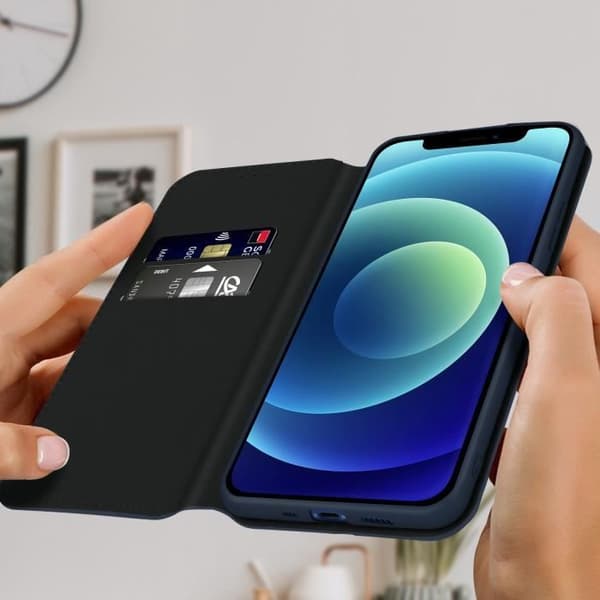 Housse Folio - Apple - iPhone 12 Mini - Mørkeblå - Videostøtte - Rum til Kort Midnattsblå