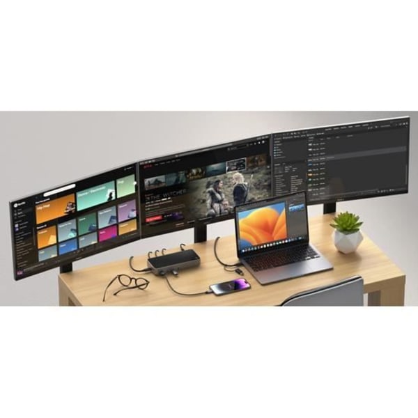 Dockningsstation - Satechi - Triple Display 4K - USB-A och USB-C - 100W strömförsörjning - Grå Grå
