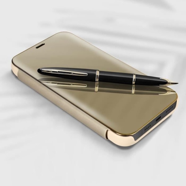 iPhone 13 Pro-fodral - AVIZAR - Genomskinlig Klaff - Spegel Design - Videostöd - Gul Gul