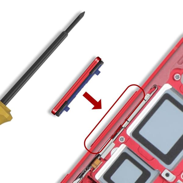 Originalvolymknapp för Galaxy S25 / S25 Plus Service Pack Samsung Röd Röd