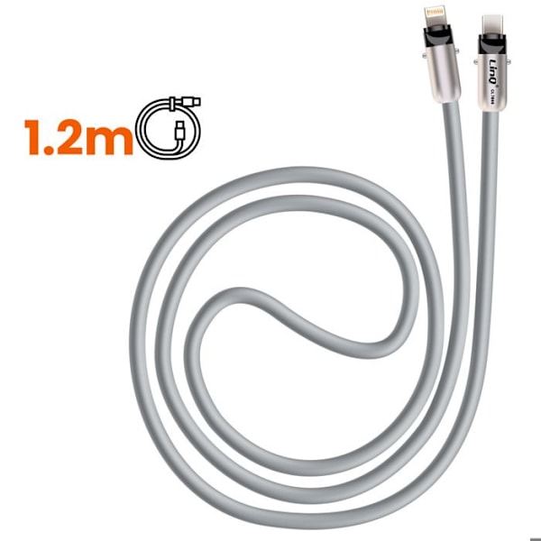 Tour de Cou 2 i 1 med USB-C til Lightning Kabel Længde 1.2m LinQ Grå Grå