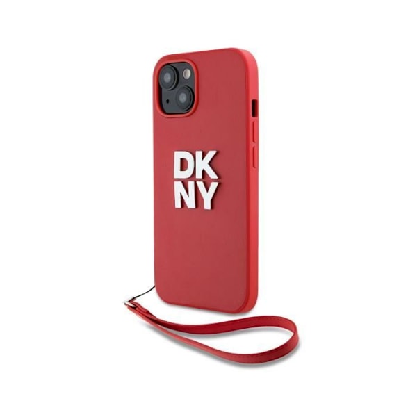 DKNY Punainen iPhone 13 -kuori metallisella logolla ja ranteenauhala Röd