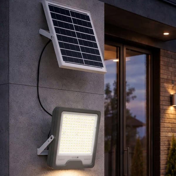 Solcelle LED Projektor 20W Batteri 25000mAh til Udendørs Belysning Sort Svart