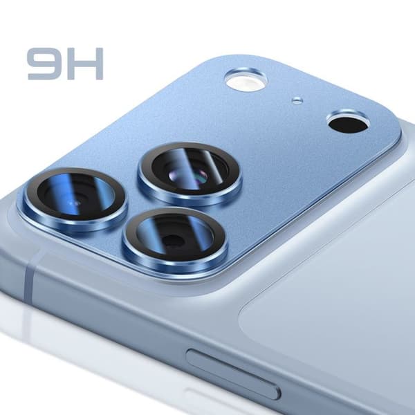 Skyddskamera för iPhone 18 Pro Max i Härdat Glas Monoblockdesign Ljusblå Blå