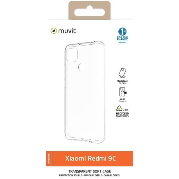 Fodral till Xiaomi Redmi 9C RECYCLETEK Soft Muvit Transparent