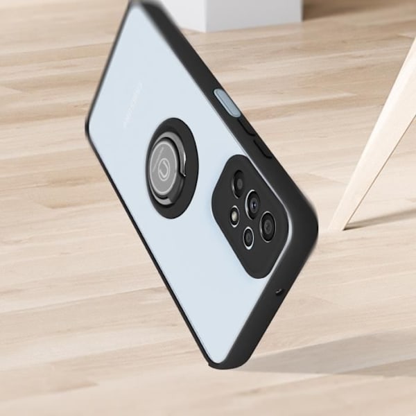 Samsung Galaxy A13 Bi-material Fodral Metal Ring Video Support Svart