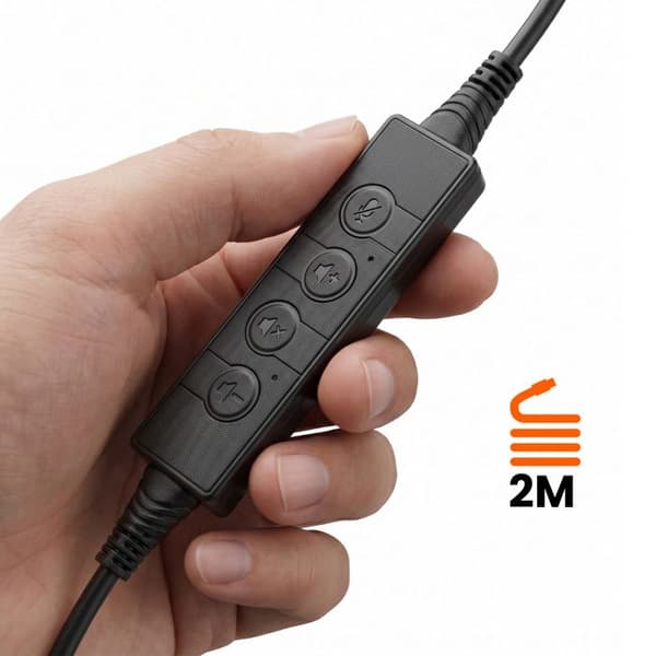 USB Trådbunden Headset för PC och Mac Ultra Klara Samtal 2m LinQ Svart Svart