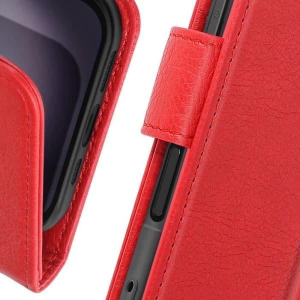 Fodral för iPhone 16 Plus - AVIZAR - Plånboksflik - Videostöd - Röd - Halvstyv Röd