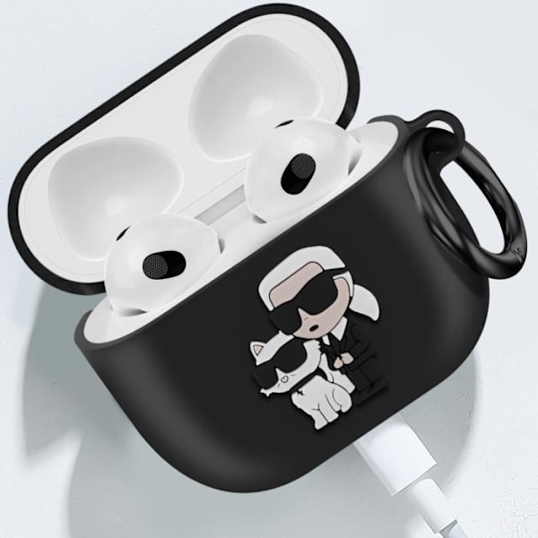 Taske til AirPods 3 Stødsikker Soft med Ring Karl Lagerfeld Sort Svart