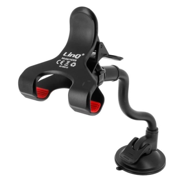 Stöd Bil - LinQ - Justerbar Rotationsbar 360° - Sugkoppfäste - Flexibel Arm - Svart Svart