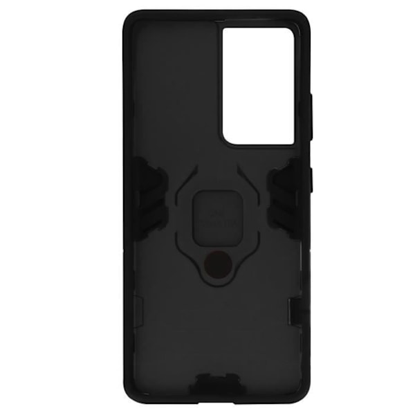 Kotelo Samsung Galaxy S21 Ultra Hybrid Iskunkestävälle Metal Ring Support mustalle Svart