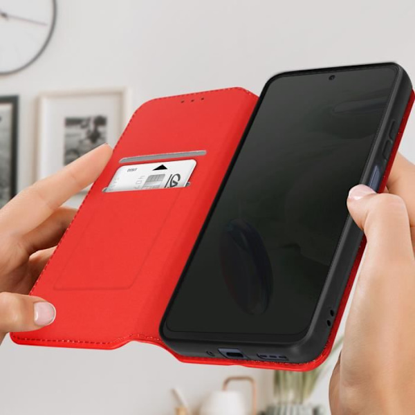 AVIZAR-fodral för Xiaomi Redmi Note 12 Pro Plus 5G - Röd - Flip-korthållare Videostöd Röd