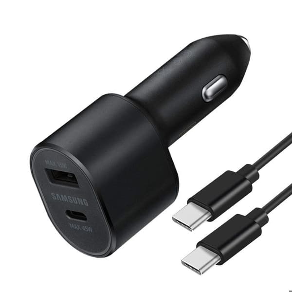 Original Samsung 60W biloplader USB-C / USB-udgang USB-C-kabel 1m Sort Svart