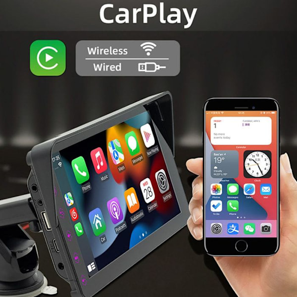 7" Kosketusnäyttö CarPlay Android Autolla / GPS / MP5-soitin / Mirrorlink Musta
