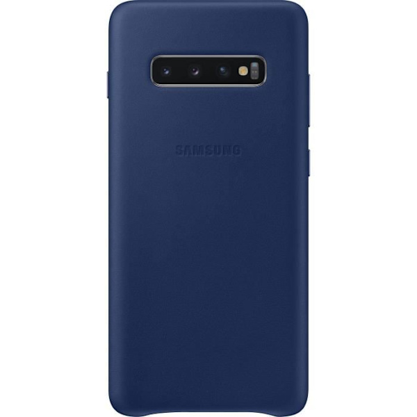 Samsung S10 + Läderfodral Marinblå Blå