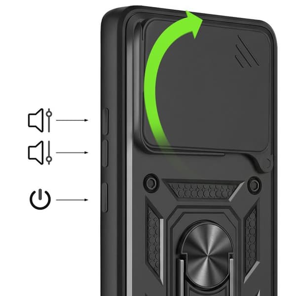 Coque Ring til Redmi Note 15 4G med Skydelåg til Kamera Mayaxess Sort Svart