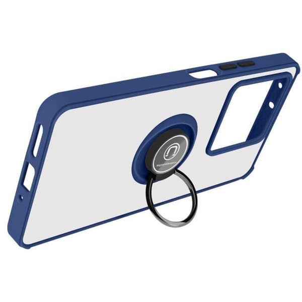 Stødabsorberende hårdt cover - AVIZAR - Xiaomi Redmi Note 13 5G - Metalring - Mørkeblå Blå