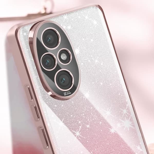 Coque för Honor 200 Pro Mönster Glittrande Gradient Kamera Skyddad Rosé Champagne Ros