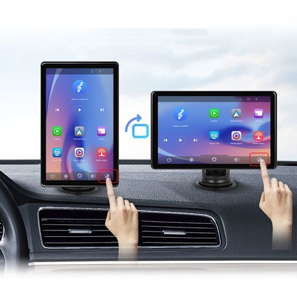 8" Taktile IPS HD Rotationsskærm CarPlay med Android Auto / GPS Sort