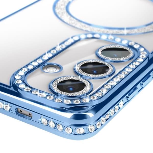 Coque - AVIZAR - Samsung Galaxy S24 - Rigide - Strass - MagSafe skydd Blå