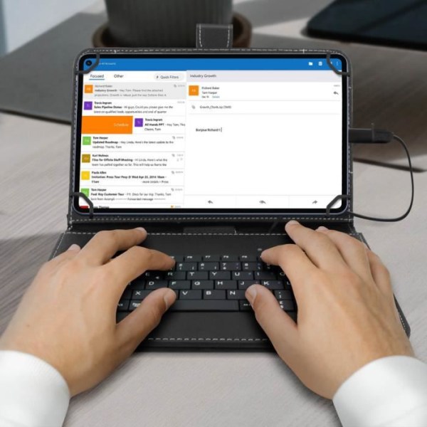 10-tommer tablet-cover med USB-C AZERTY-tastaturstøttefunktion Sort Svart